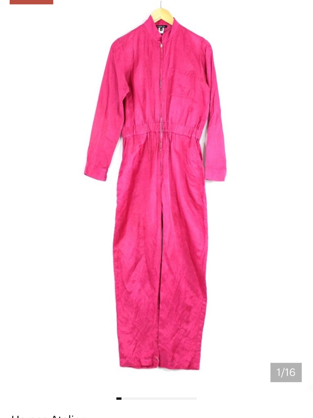 HORSES ATELIER Hot Pink Cupro Linen Satin Zippered Utility Jumpsuit, Size 3/L